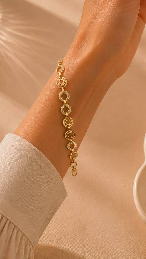 دستبند زنانه طلاروس طرح طلا کد dzt10002 مروارید اکسسوری